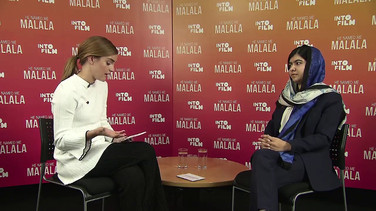 Nobel laureate Malala Yousafzai gets interviewed by Emma Watson