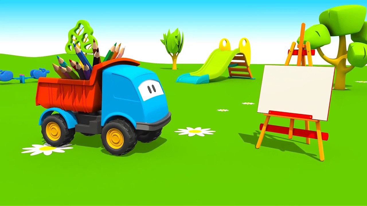 Kids 3D Construction Cartoons for Children: Leo Paints a CRANE (английский для детей)