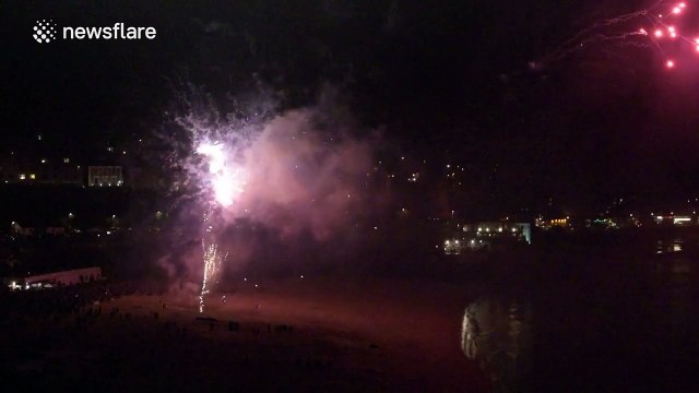 Bonfire Night on the beach in St Ives, Cornwall
