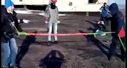 Man forgets to let go of bungee cord... that could have gone a lot worse.