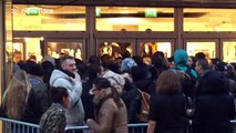 Large crowds form at H&M X Balmain collection release in France