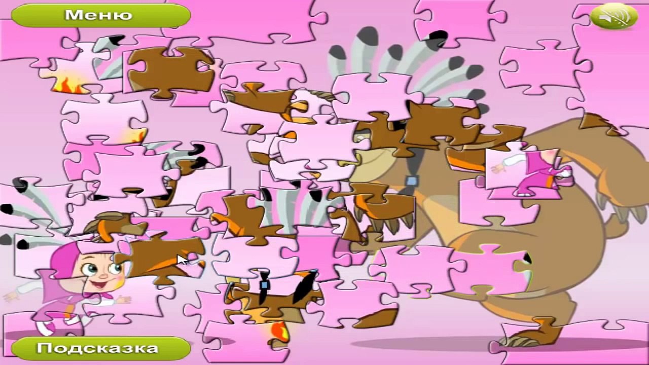 Mawa Kawa Game 4 puzzle Masha and the Bear Игра 4 пазла Маша и медведь