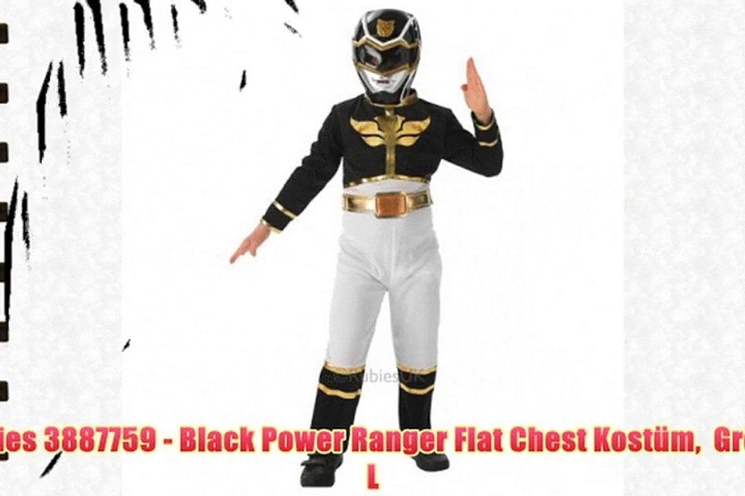Rubies 3887759 - Black Power Ranger Flat Chest Kostum  Gro?e:  L