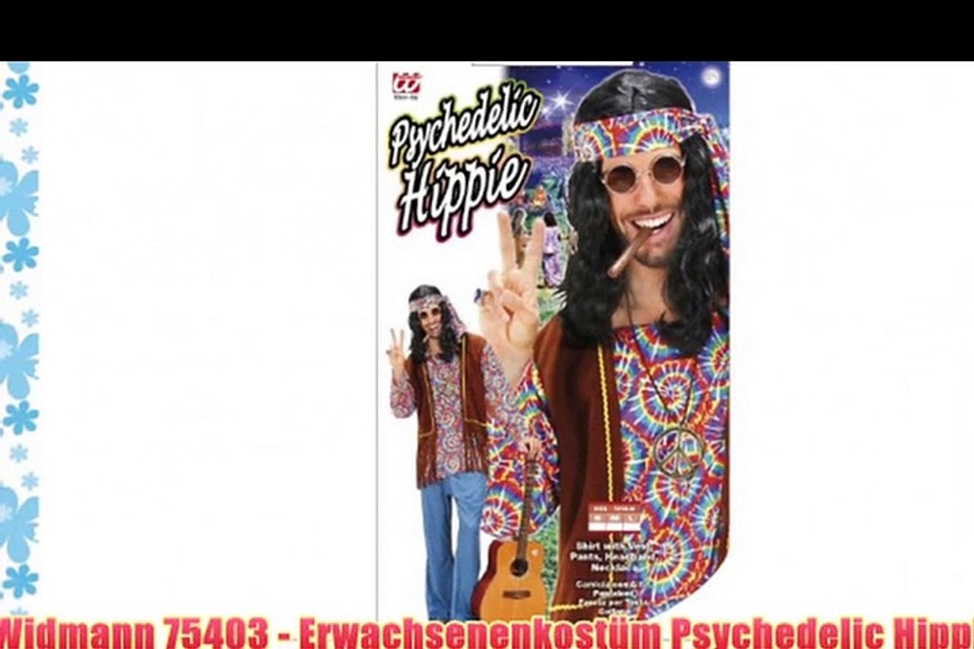 Widmann 75403 - Erwachsenenkostum Psychedelic Hippie Mann Hemd mit Weste Hose Stirnband und