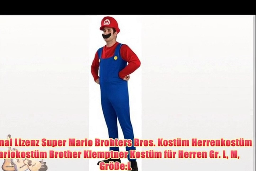 Original Lizenz Super Mario Brohters Bros. Kostum Herrenkostum Mariokostum Brother Klemptner