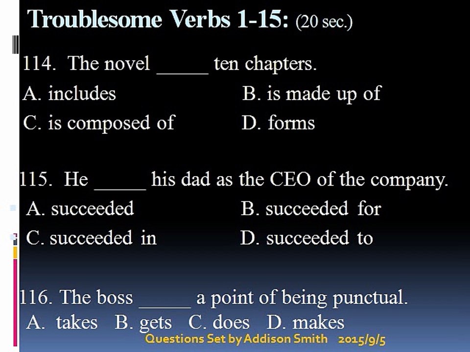 Troublesome Verbs 1-15