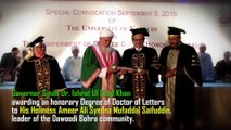Sindh Governor Dr Ishrat Ul Ebad Khan conferred the Doctorate of Letters (Honoris Causa) degree on Syedna Burhanuddin.