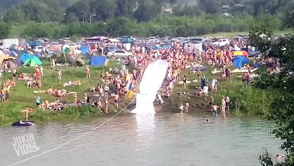 Insane Slip N' Slide Ramp Powered By Motorcycle  Up Up & Away