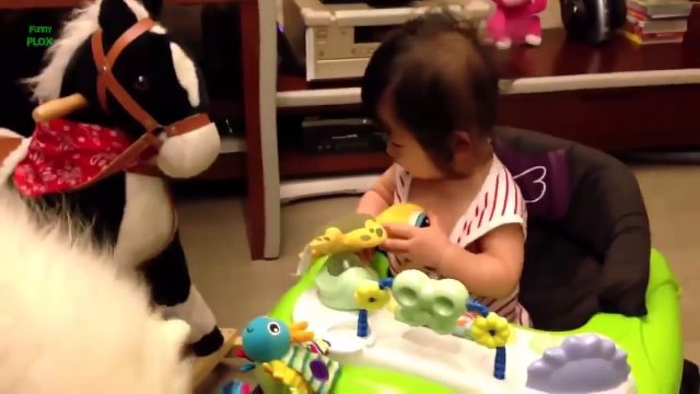 Собака с ребенком. За ним смотрит и охраняет.