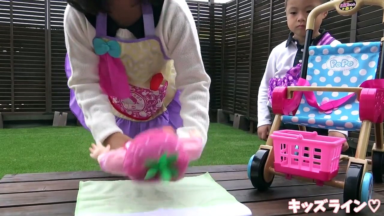 ぽぽちゃん デビュープレミアムセット おままごと ベビーカー お��