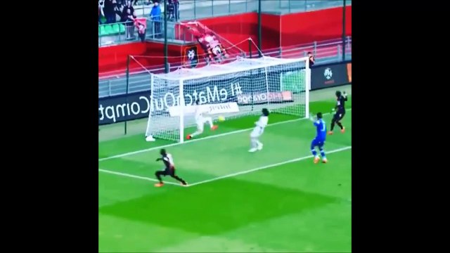 This football player is a very good defender! You shall not pass....