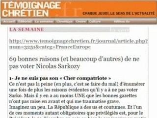 69 raisons de ne pas voter Sarkozy