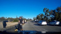 Rider's Life saved thanks to helmet on Motorcycle Highway Crash