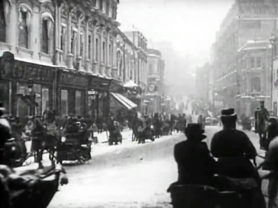 1908 г. Москва. Улица Кузнецкий мост. Кинохроника