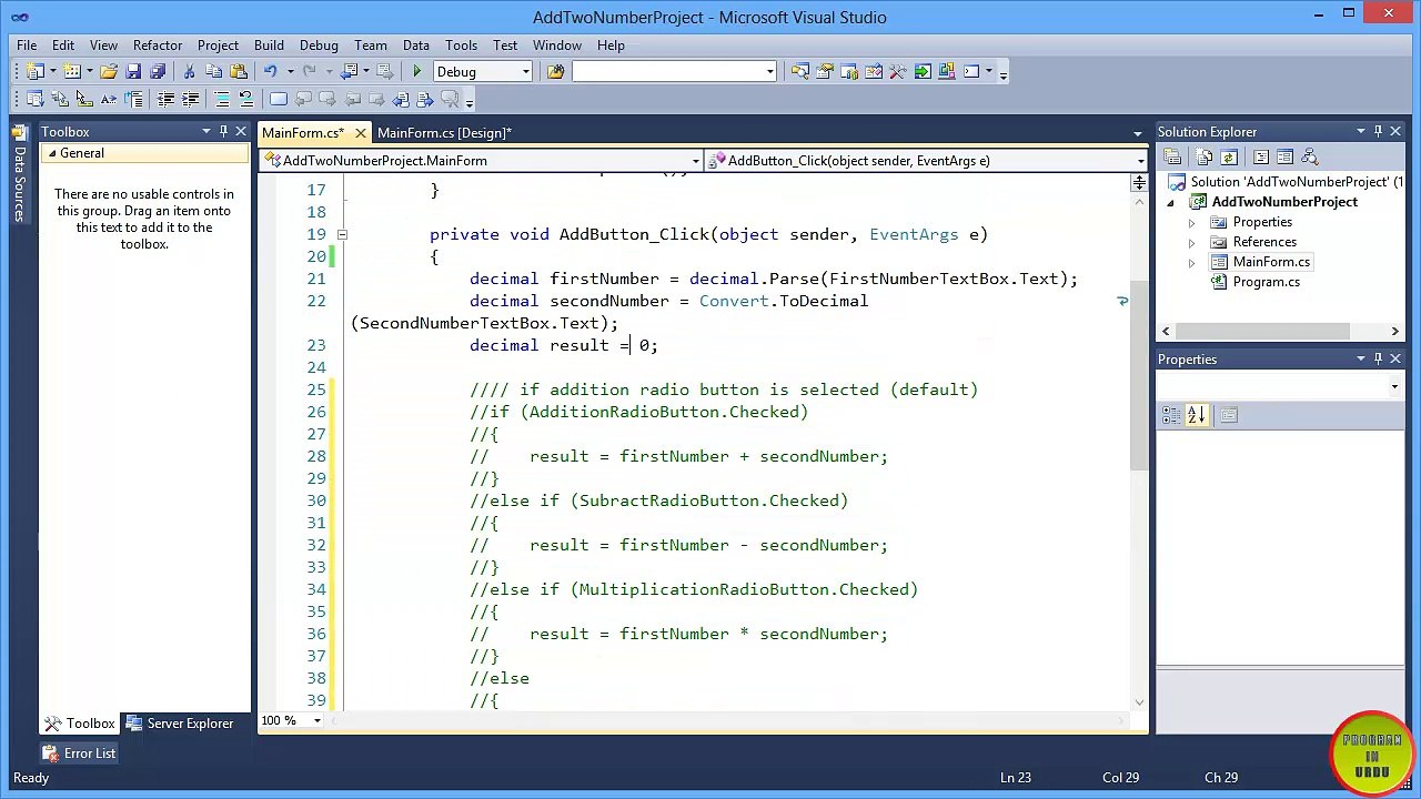 switch statement in visual studio uing c#