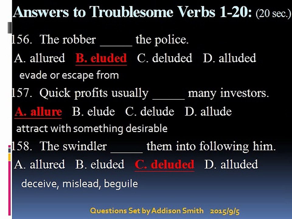Troublesome Verbs 1-20