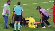 Greek Stretcher Men Man Handle Injured Football Player And Fall On The Pitch 2015