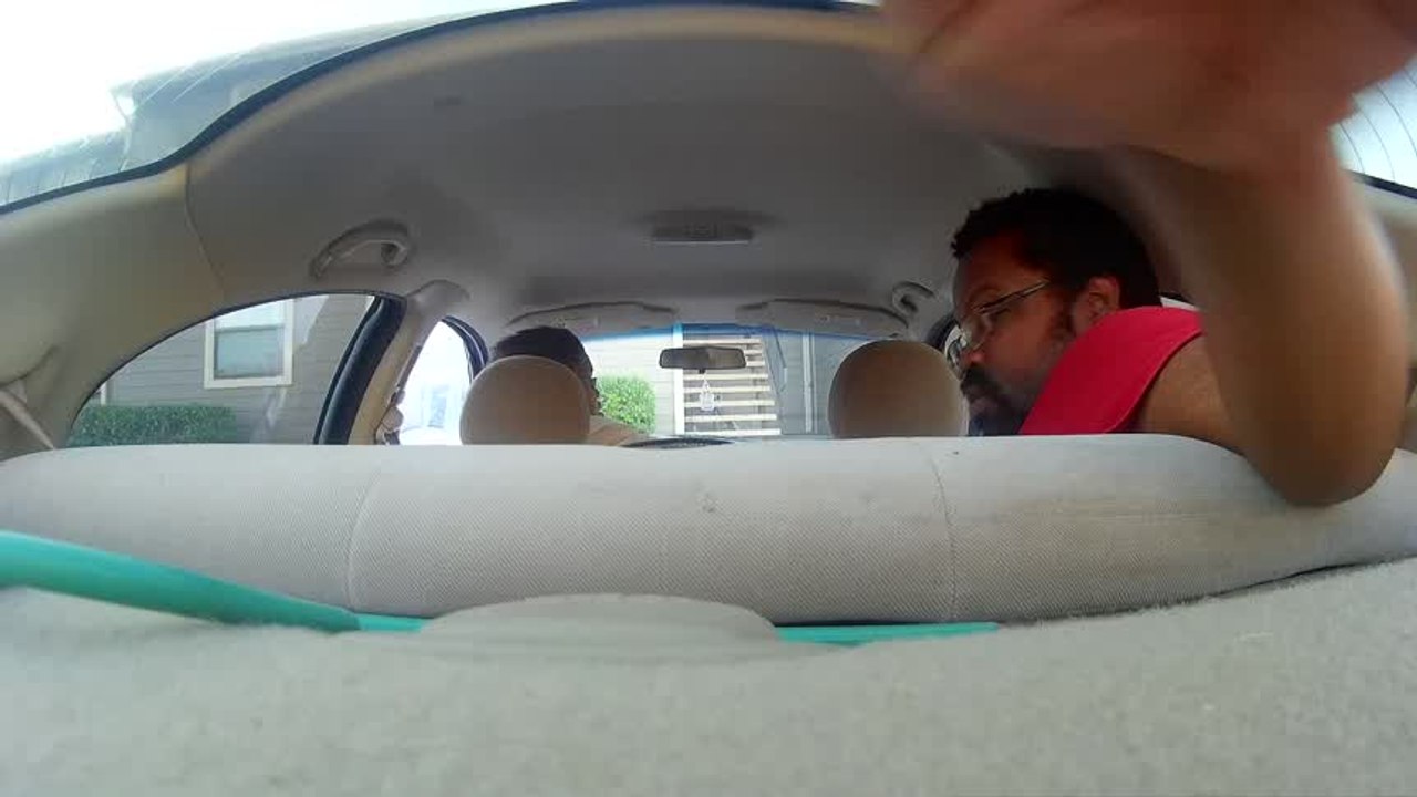 Cruising down the street.