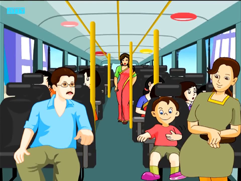 the wheels on the bus go round and round animated cartoon nursery rhymes