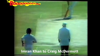 Rare imran khan flying wicket of Craig McDermott in 1987 world cup