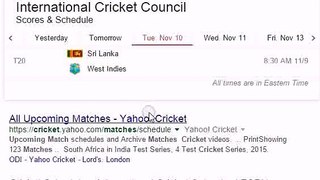 Upcoming Cricket matches Schedule ( 10 to 15 November )