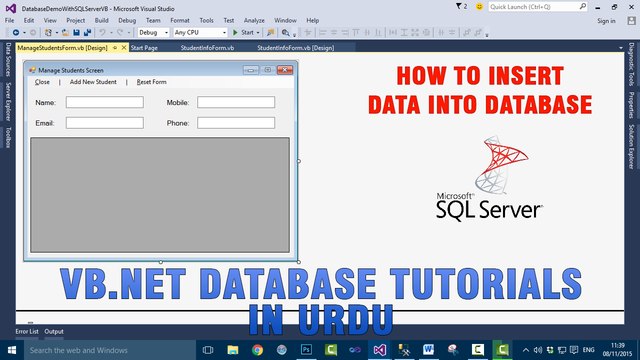 P(4) VB.NET Database Tutorials In Urdu - How to insert data into database