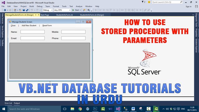 P(5) VB.NET Database Tutorials In Urdu - How to use Stored Procedure with parameters