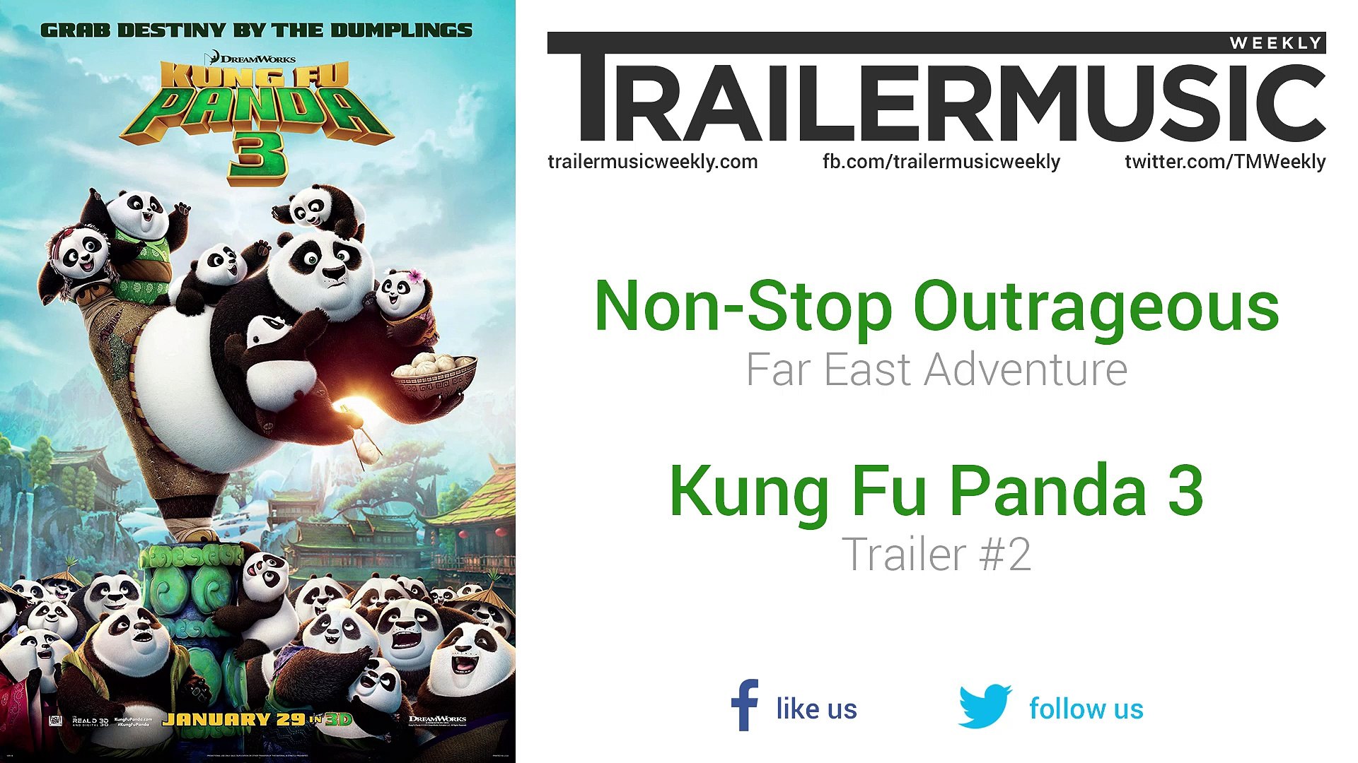 Kung Fu Panda 3 - Trailer #2 Music #1 (Non-Stop Outrageous