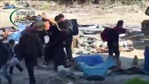 Syria War Mortar fire over refugees, free syrian army rebels and UN crew in Homs | Syrian