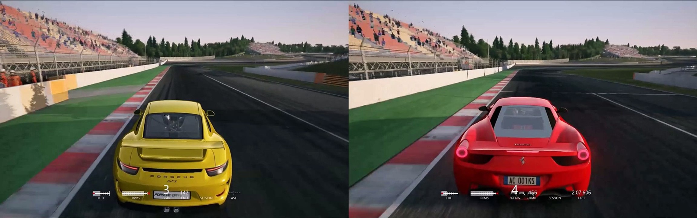 Assetto Corsa, Porsche 991 GT3, Ferrari 458 Italia; Catalunya Circuit, i5 4690 R7 370