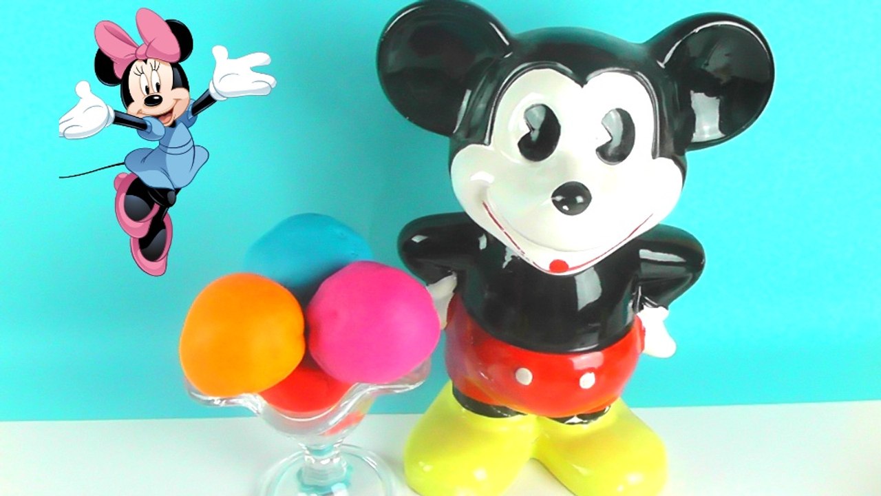Giant Mickey Mouse Ice Cream Play Doh Surprise Eggs Smurfs Frozen Peppa Pig
