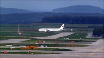 Bahrain Boeing 767 taxiing and take off runway 16 at ZRH
