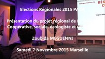 Zoubida-MEGUENNI  / Elections régionales  PACA/Meeting / 1er décembre 2015 / Marseille