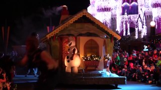 NEW Frozen Christmas parade floats with Anna, Elsa, Olaf, Kristoff at Walt Disney World