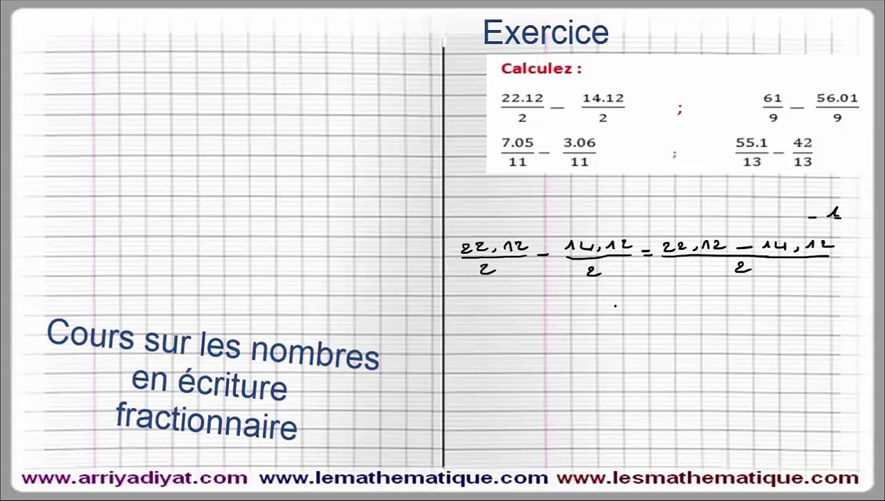 Maths 5ème - Les nombres en écriture Fractionnaire Exercice 4