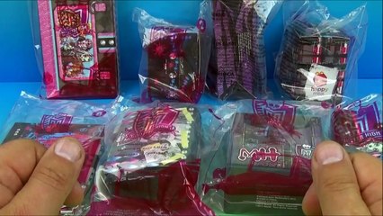 2015 MONSTER HIGH SET OF 8 McDONALDS HAPPY MEAL KIDS TOYS VIDEO REVIEW