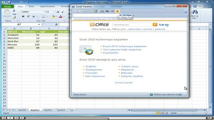 Excel, Baslangıc_1-Çalışma Alanı_7-Yardım Alma