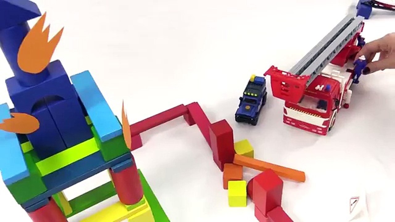 Kids Toys - Fire Rescue Team! Fire Engine Truck, Police, Ambulance & Helicopter battle a FIRE!