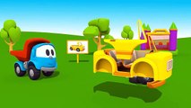 Toy Trucks - LEO JUNIOR - CONVERTIBLE CAR - Kid's 3D Construction Cartoons