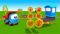 Toy Trucks - LEO Junior's LOCOMOTIVE TRAIN Construction Cartoons!