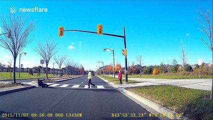 Apparent dispute on zebra crossing leads to man falling over