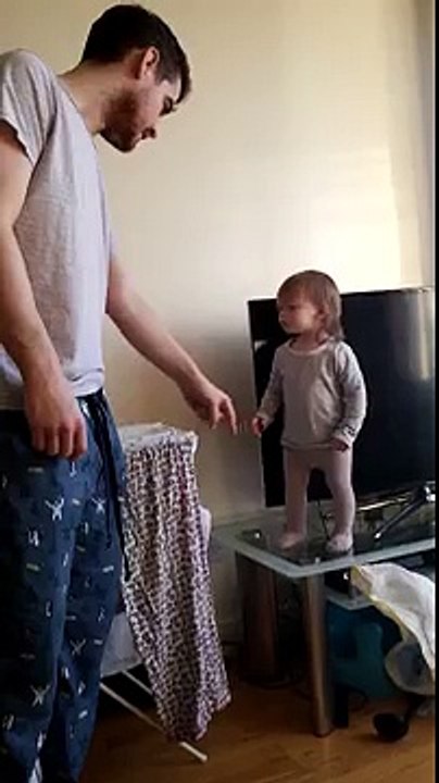 Adorable daddy_daughter standoff