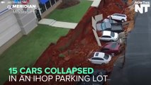 Ground Collapses At IHOP Parking Lot, Leaves 15 Cars Caved In