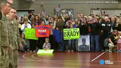 Toddler ignores military rules, runs to mom, becomes viral sensation!