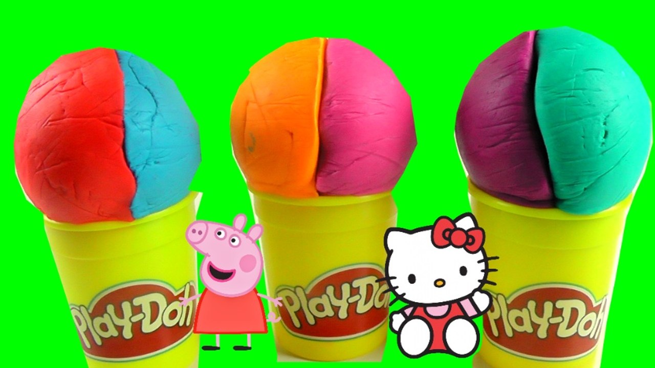 3 double colored play doh balls in play doh cans