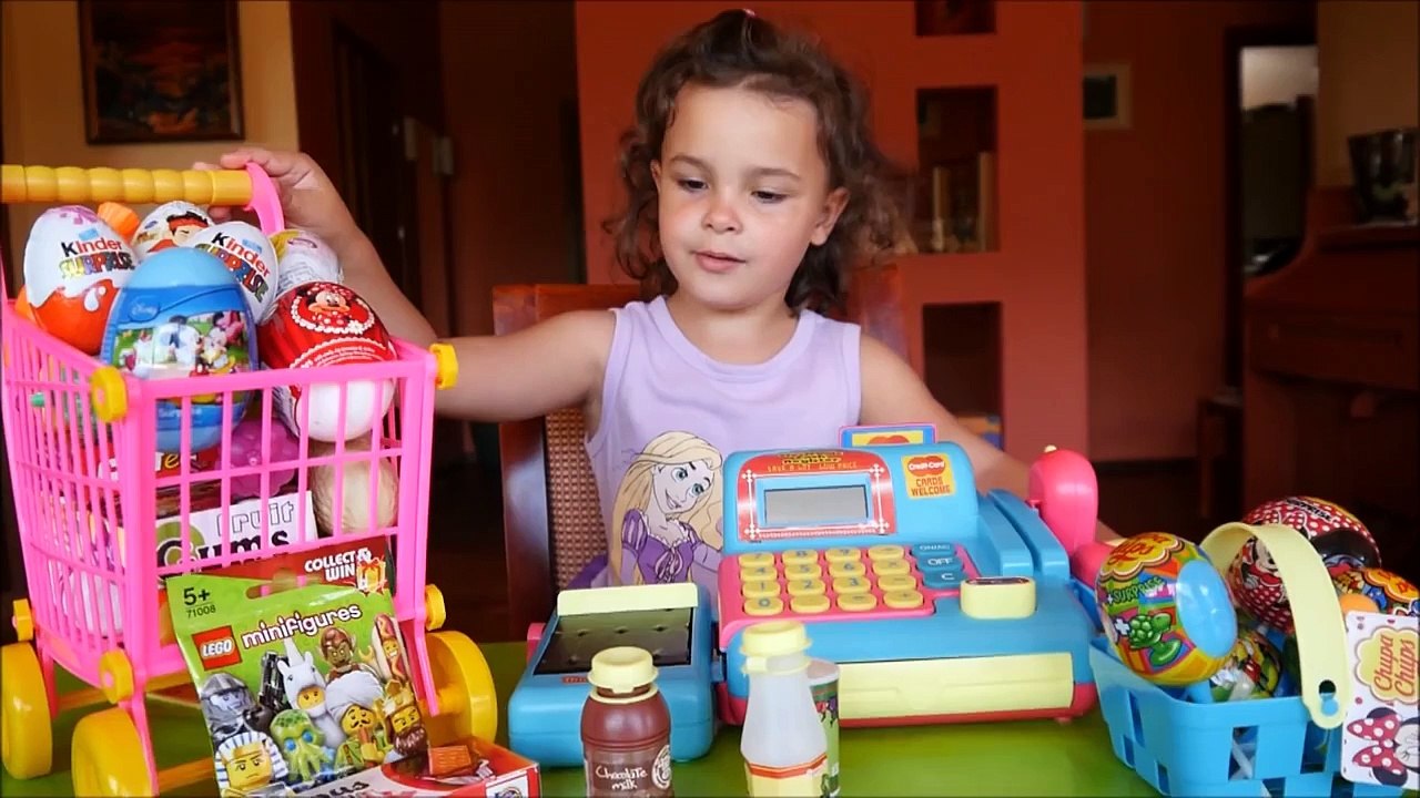 Disney Surprise Toys Shop with Cash Register, Kinder Surprise Eggs, Mickey and Minnie Mous