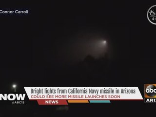 Bright lights from California Navy missile in Arizona