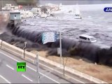 New dramatic video: Tsunami wave spills over seawall, smashes boats, cars