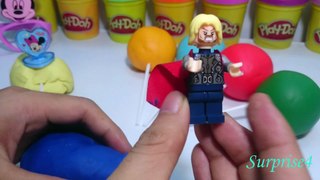 Play doh kinder surprise eggs Frozen - Lego marvel superheroes Hulk Ironman Thor Captain America