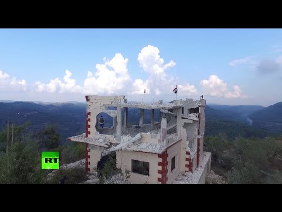 Drone flyby: Syrian mountain village just liberated from jihadists